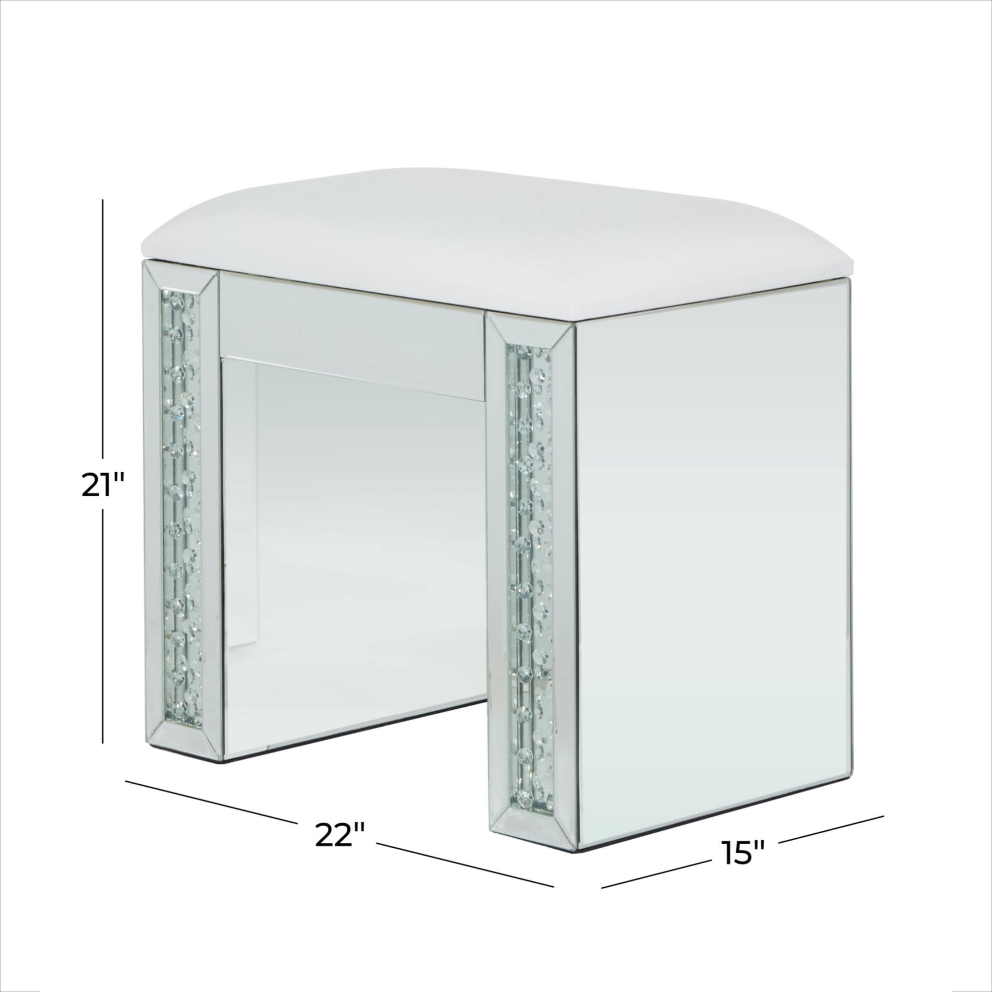 21" Silver Wood Glam Stool